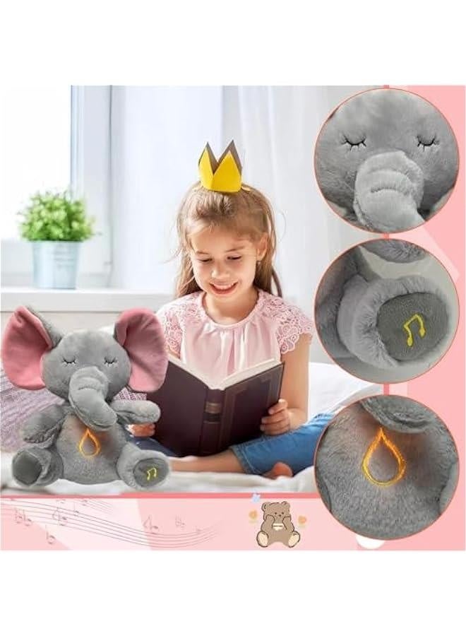 Soothing Breathable Plush Toy For Newborns Music Lighting Sleep Doll Elephant Shape PP Cotton Short Plush Multi-Functional-Color:Breathing Elephant Ordinary-Height:28cm - Image 2